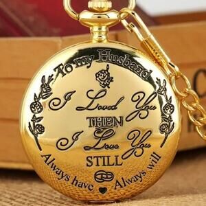 Gold Husband Pocket Watch Gift Love Quote Anniversary Birthday Christmas - NEW!